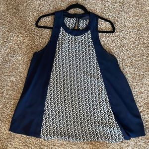 Blue blouse with Keyhole back detail with 2 gold buttons